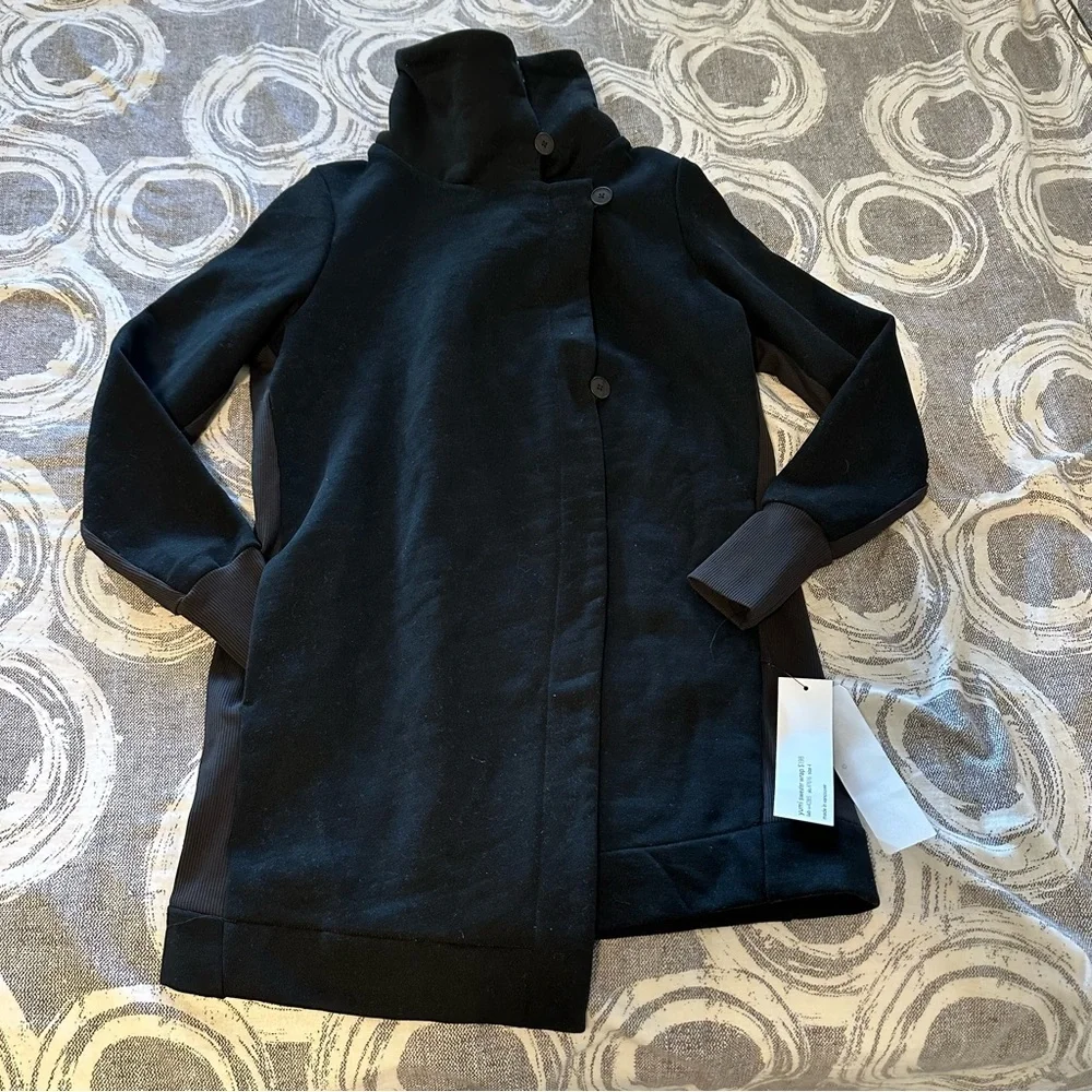 Lululemon Lab Black Yumi Asymmetrical Sweater Wrap New Size 4 - Picture 5 of 13